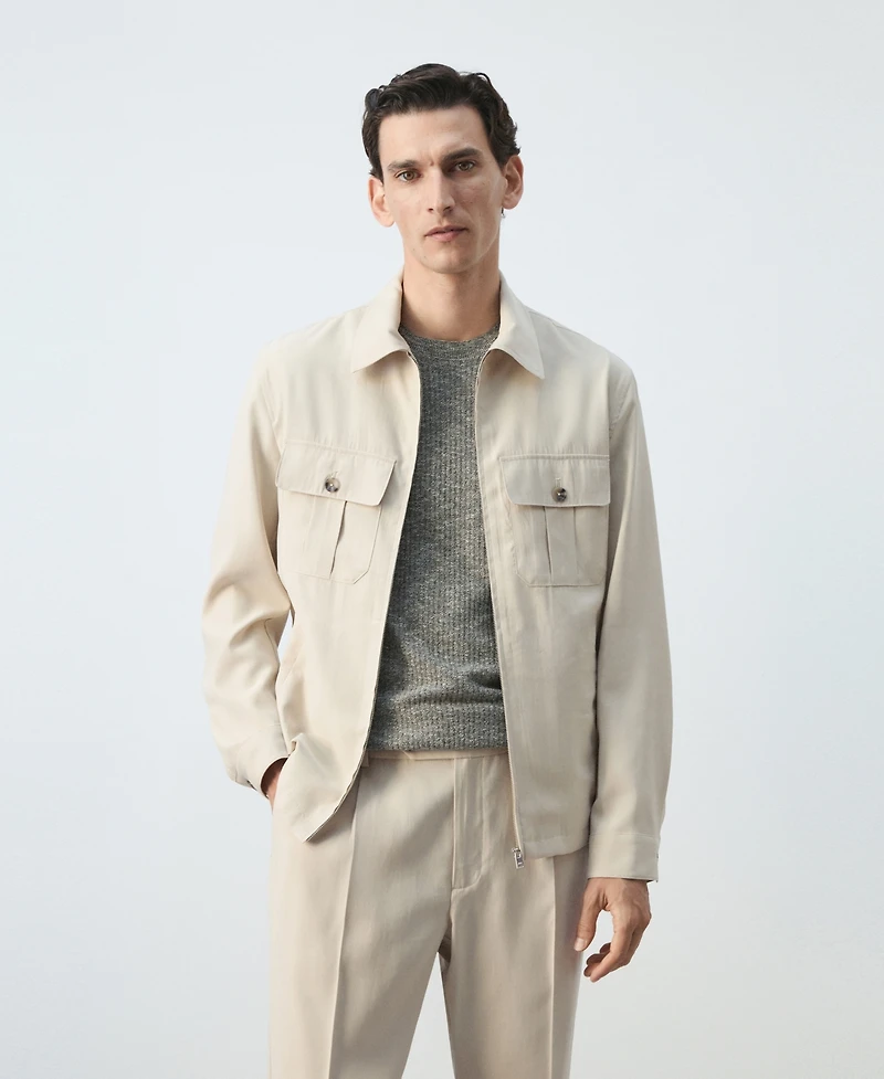 Mango Men's Pockets Regular-Fit Modal Jacket