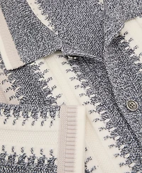 Reiss Men's Dale Stitch-Detail Stripe Knitted Shirt with Cotton