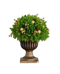 Nearly Natural 18" Ultraviolet Resistant Artificial Pre-Lit Christmas Pine Plant Indoor And Outdoor