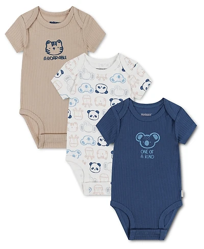 Huggies Baby Boys' Babywear Short-Sleeve Bodysuits, 3-Pack