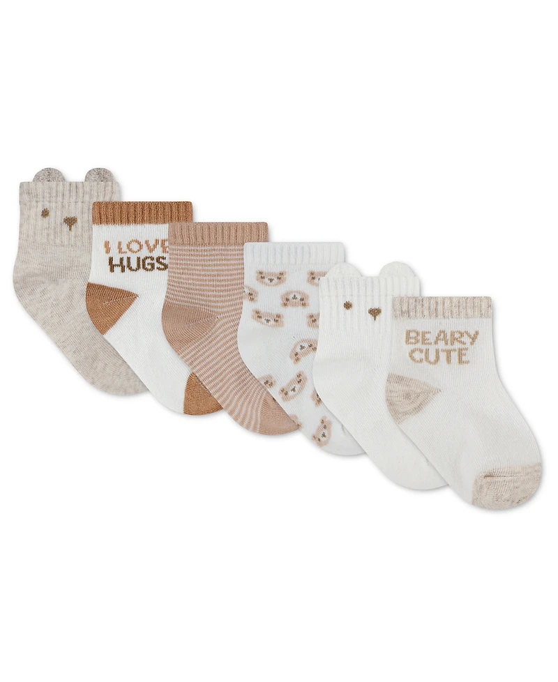 Huggies Baby Boys' and Girls' 1M-4T Babywear Quarter Socks, 6-Pack