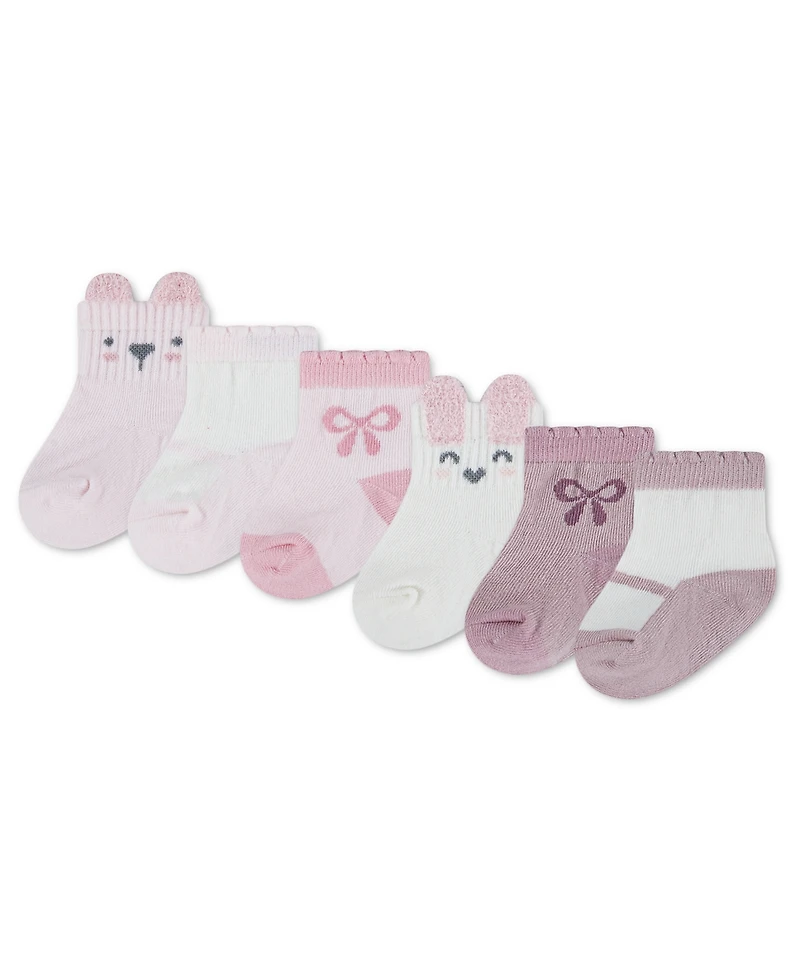 Huggies Baby Girls' 1M-4T Babywear Quarter Socks, 6-Pack