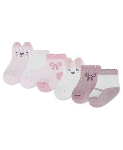 Huggies Baby Girls' 1M-4T Babywear Quarter Socks, 6-Pack