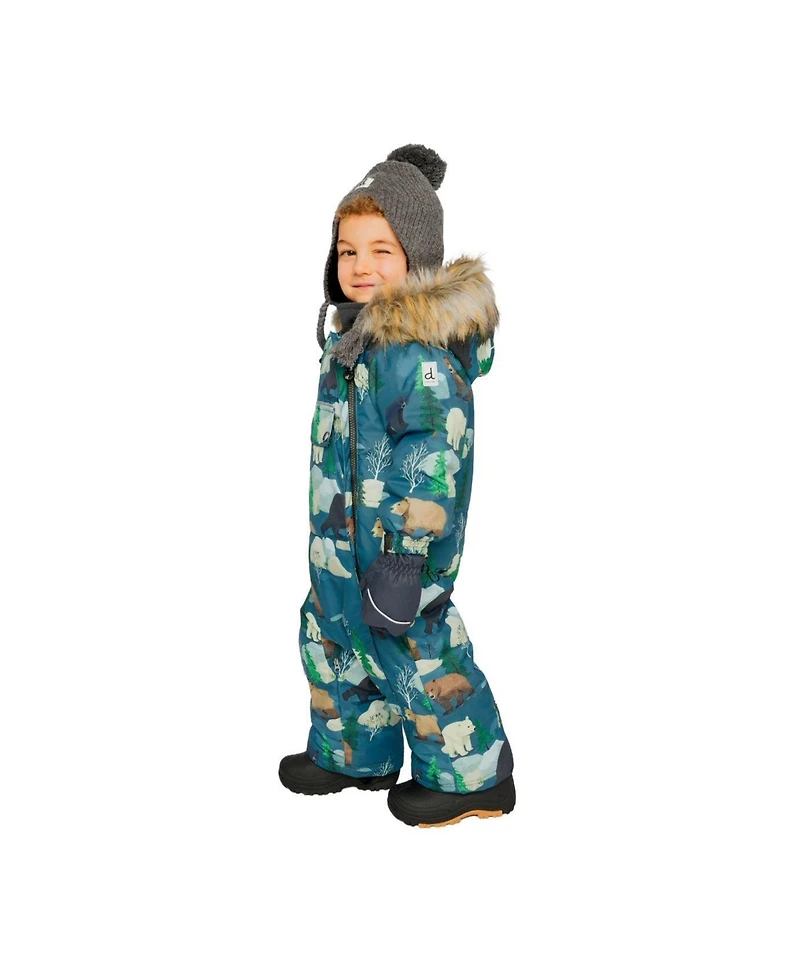 Deux par Baby Boy ( 6M to 24 M) One Piece Snowsuit Adapted for Car Seats Bear Print