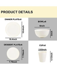 Piscifun 16 Piece Wheat Straw Dinnerware Set For 4 Unbreakable Microwave Safe Kitchen Camping