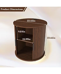 Streamdale Furniture Set of 2 Mid Century Modern Cylinder End Tables with Charging Station