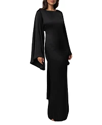 Jluxlabel Women's Soft Current Bell-Sleeve Cutout-Back Maxi Dress