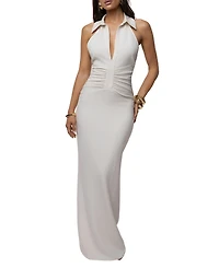 Jluxlabel Wlomen's Natural Form Halter Maxi Dress