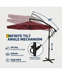 homfan Cantilever Patio Umbrella with Cross Base Large Offset Parasol ,Adjustable Tilt Easy Crank Uv and Fade-Resistant Canopy for Outdoor Spaces