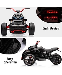 homfan Powerful 12V 3-Wheel Electric Atv Motorcycle, Dual 55W Motors, Up to 7MPH, Led Lights, Music, Usb, Horn, Eva Treaded Tires