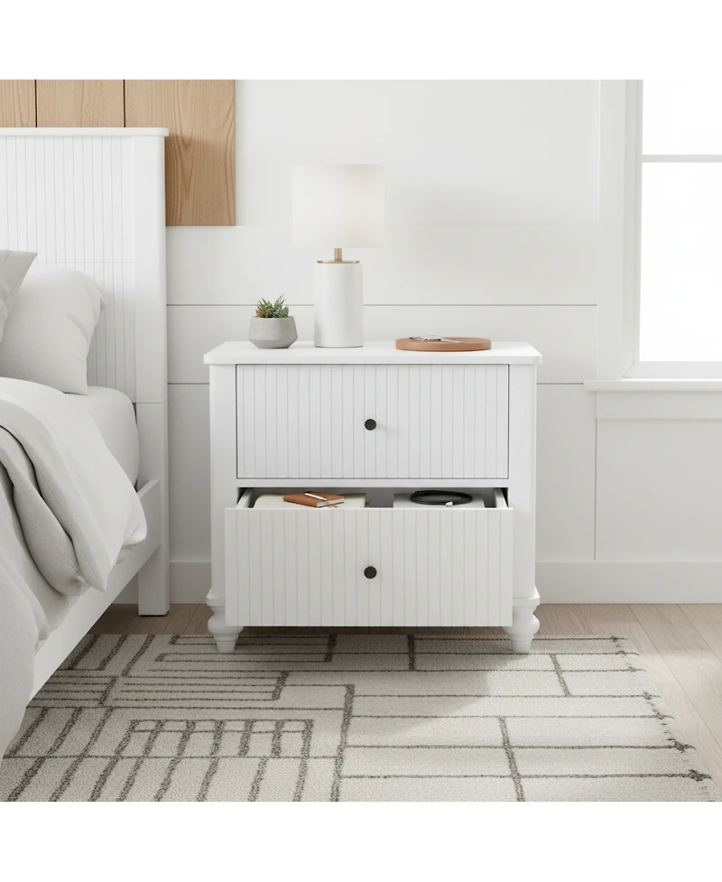 Streamdale Furniture 23" 2-Drawer Wooden Nightstand, Modern Bedside Table