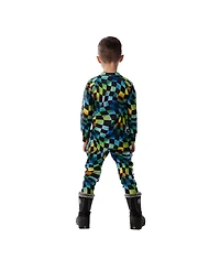 Deux par Toddler Boy ( 2T To 5T ) One Piece Thermal Underwear Checkered Print