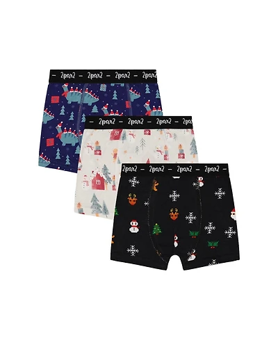 Deux par Little and Big Boy (6-12)Boxer Pack Of 3 Holiday Prints