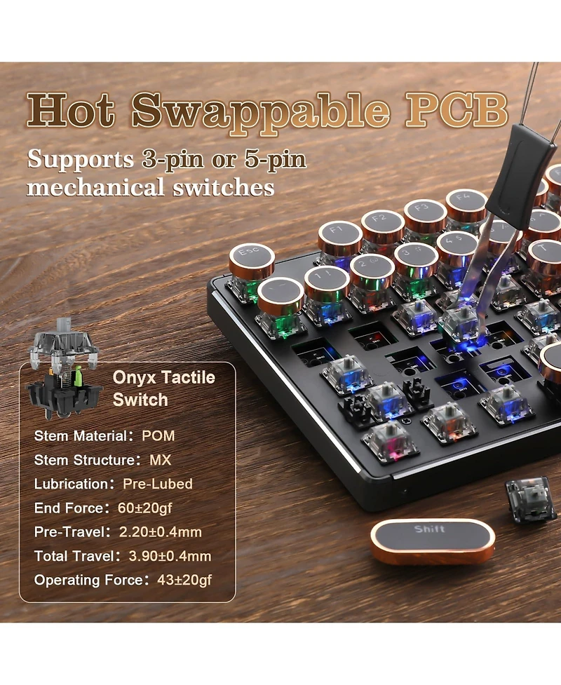 Lisen Onyx Tactile QL108 Pbt Mechanical Keycap Set, Compatible with Windows and Mac