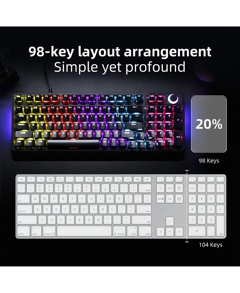 Lisen KL98 Wired 98-Key Compact Hot-Swappable Mechanical Gaming Keyboard