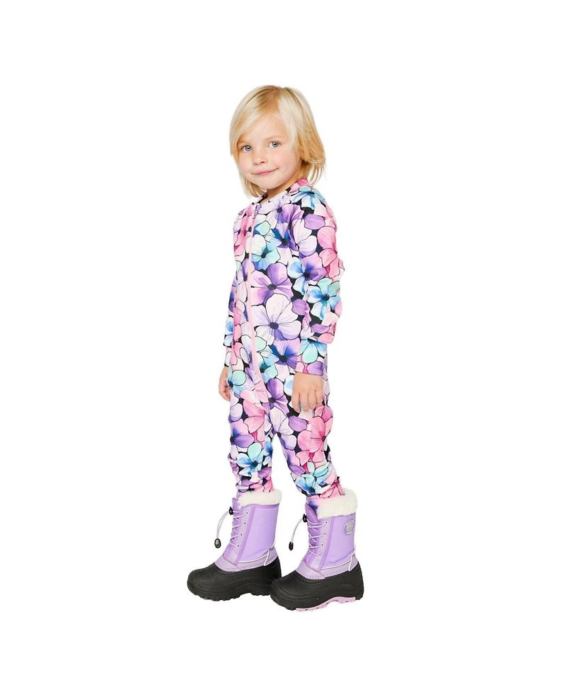 Deux par Deux Little and Big Girl ( size 6 to 12 ) One Piece Thermal Underwear Floral PrintG