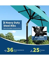 homfan 9Feet Outdoor Patio Umbrella With Protection, Crank And Push Button Tilt, 8 Sturdy Ribs, Sunshade For Garden Backyard Deck