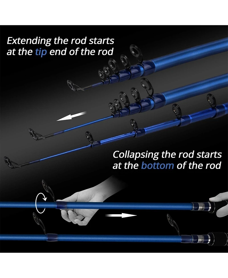 Aofar 6'6" Telescopic Fishing Rod Graphite Spinning Reel Combo