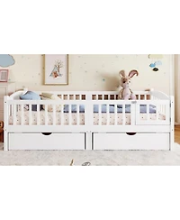 Streamdale Furniture Platform Bed with Storage and Guardrails