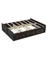 Streamdale Furniture Wood Queen Size Platform Bed Frame with 6 Drawers, Espresso