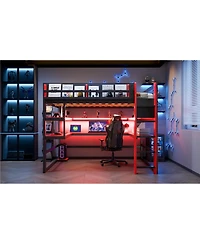 Streamdale Furniture Wood Loft Bed With Desk, Storage, Rgb Light