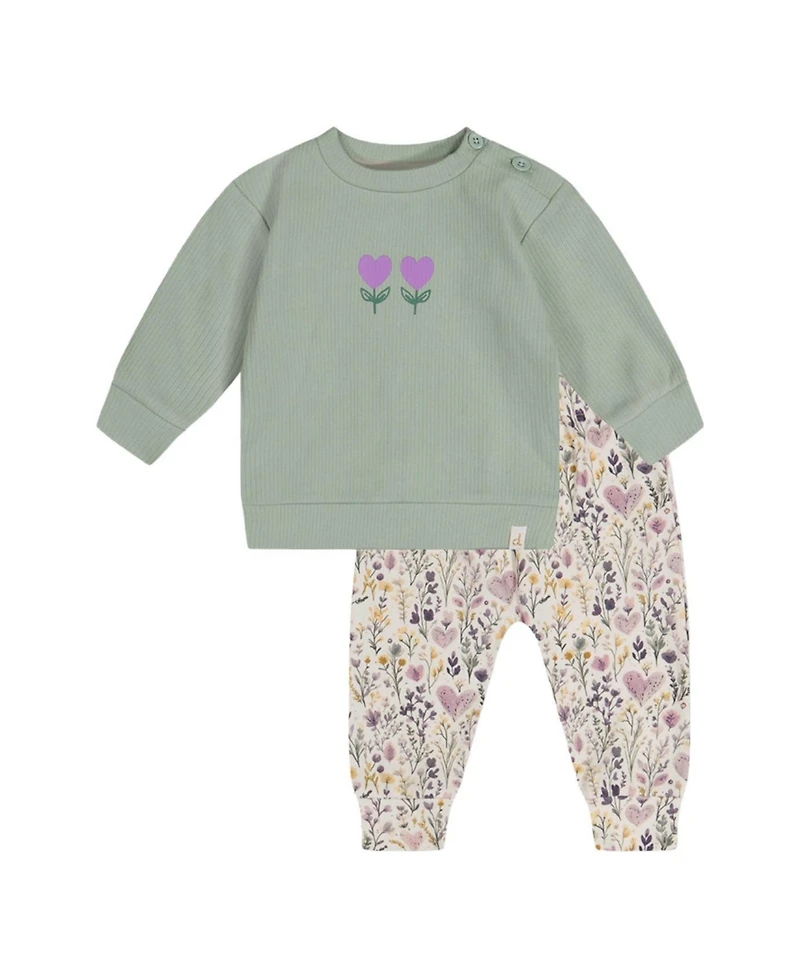 Deux par Baby Girls ( 3M to 24 M ) Cotton Pants and Top Set Heart Print