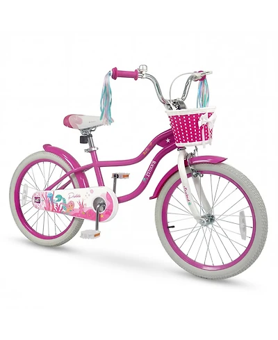 Slickblue Kids Bike with Basket and Streamers, Adjustable Riding Bicycle
