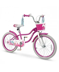 Slickblue Kids Bike with Basket and Streamers, Adjustable Riding Bicycle