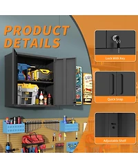 Boyel Living 30 Inch Wall Mounted Storage Cabinet Steel Adjustable Shelf Locking Doors