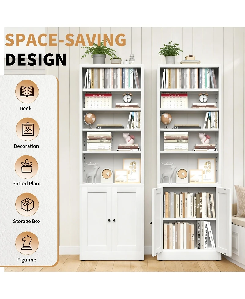 Boyel Living Industrial Modern Tall 5 Tier Adjustable Shelves Steel Bookshelf