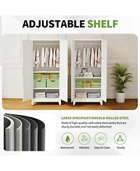 Boyel Living Metal Wardrobe with Adjustable Shelves Hanging Rod Quiet Doors