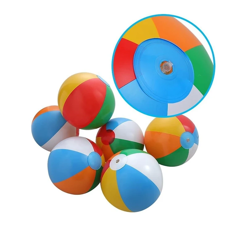 homfan Inflatable Rainbow Beach Balls, 10", Multicolor, 12-Piece Set, Ages 3+
