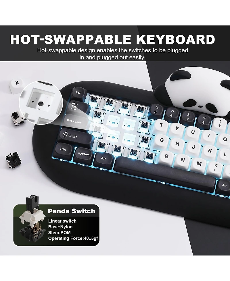 Lisen C68 Pbt Panda Keycap Set for Windows, Mac, iOS, and Android