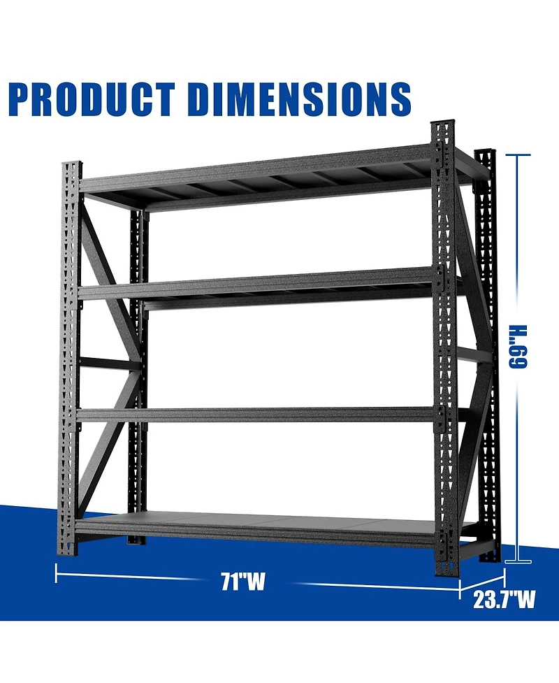 Boyel Living Steel Heavy Duty Storage Rack 5000lb Capacity Adjustable 4 Shelf