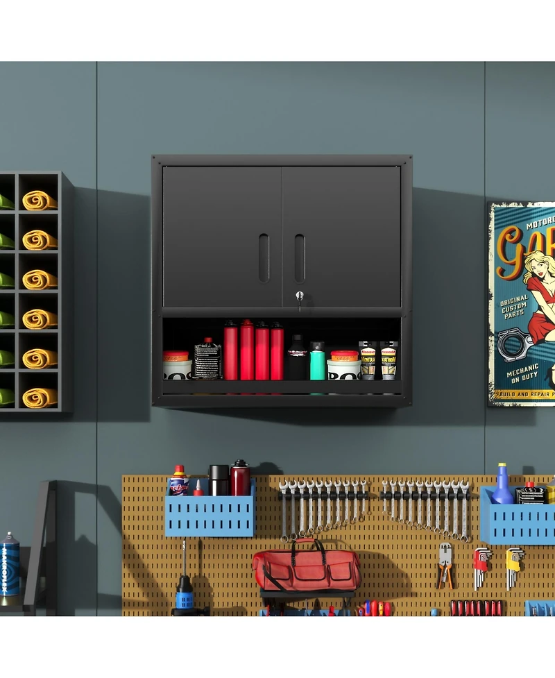 Boyel Living Steel Storage Cabinet with Locking Doors Adjustable Shelf