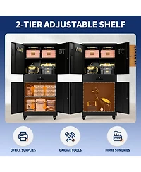 Boyel Living Garage Storage Cabinet with Drawer Pegboard Adjustable Shelves Locking Wheels