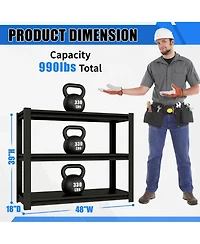 Boyel Living Fish Tank Stand 48 Inch Heavy Duty Steel 3 Tier Adjustable Shelves