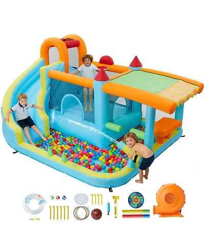homfan 12-in-1 Inflatable Bounce House With Slide and Water Play, For 2-8 Kids, Ages 3+