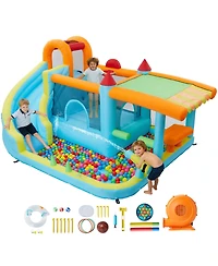 homfan 12-in-1 Inflatable Bounce House With Slide and Water Play, For 2-8 Kids, Ages 3+