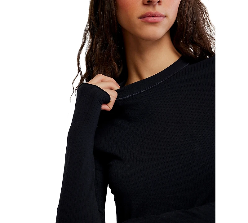 Free People Women's Ribbed Crewneck Long-Sleeve Top