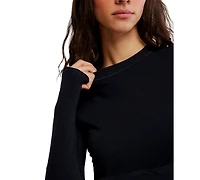 Free People Women's Ribbed Crewneck Long-Sleeve Top