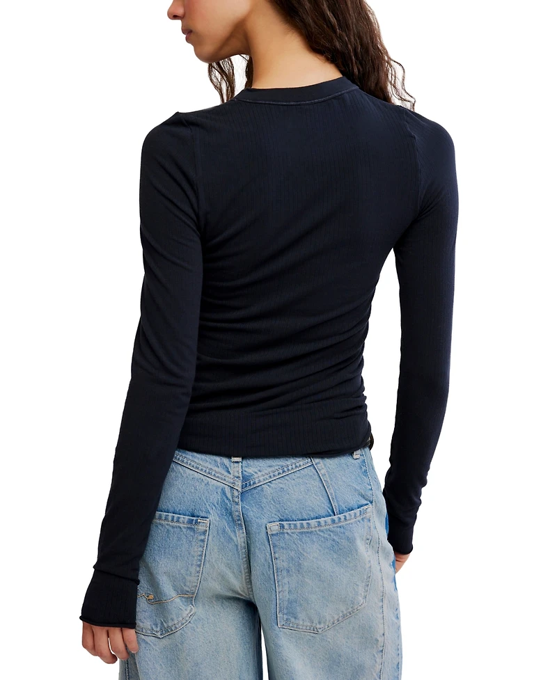Free People Women's Ribbed Crewneck Long-Sleeve Top