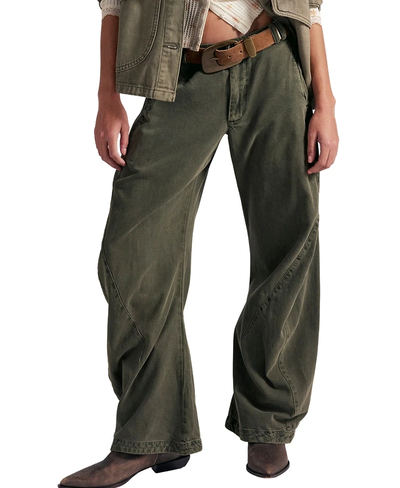 Free People Women's Mid-Rise Slouchy Barrel-Leg Trousers