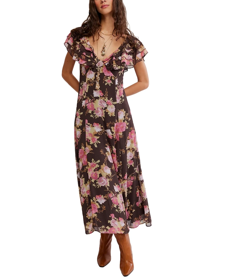 Free People Women's Free-Est Ruffle-Trim V-Neck Maxi Dress