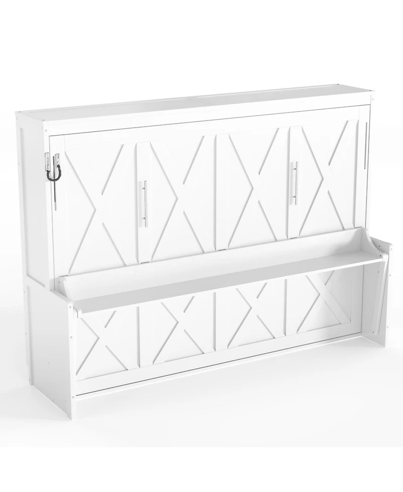 Streamdale Furniture Murphy Bed with a desk, Usb Charging Station, Led Lights