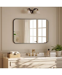 Koonmi Rounded Rectangle Bathroom Mirror, Aluminum Alloy Frame