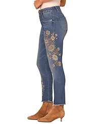 Democracy Women's AbSolution High-Rise Floral-Embroidered Ankle Skimmer Jeans