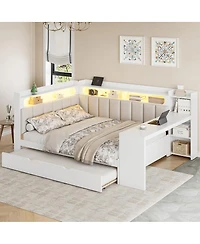 Streamdale Furniture Daybed with Storage, Trundle, Charging, Led, Desk