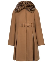 S Rothschild & Co Girls' 7-16 Long-Sleeve Bow Coat With Fur Collar