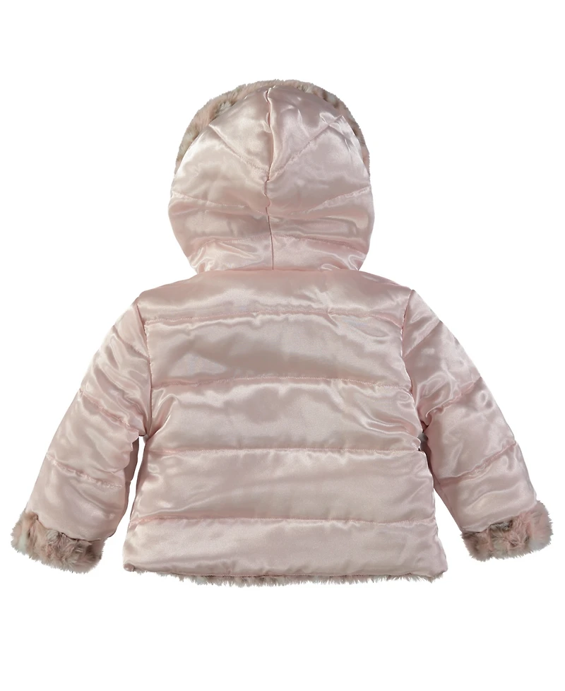 S Rothschild & Co Toddler Girls' 2T-5T Long-Sleeve Fur Reversible Jacket